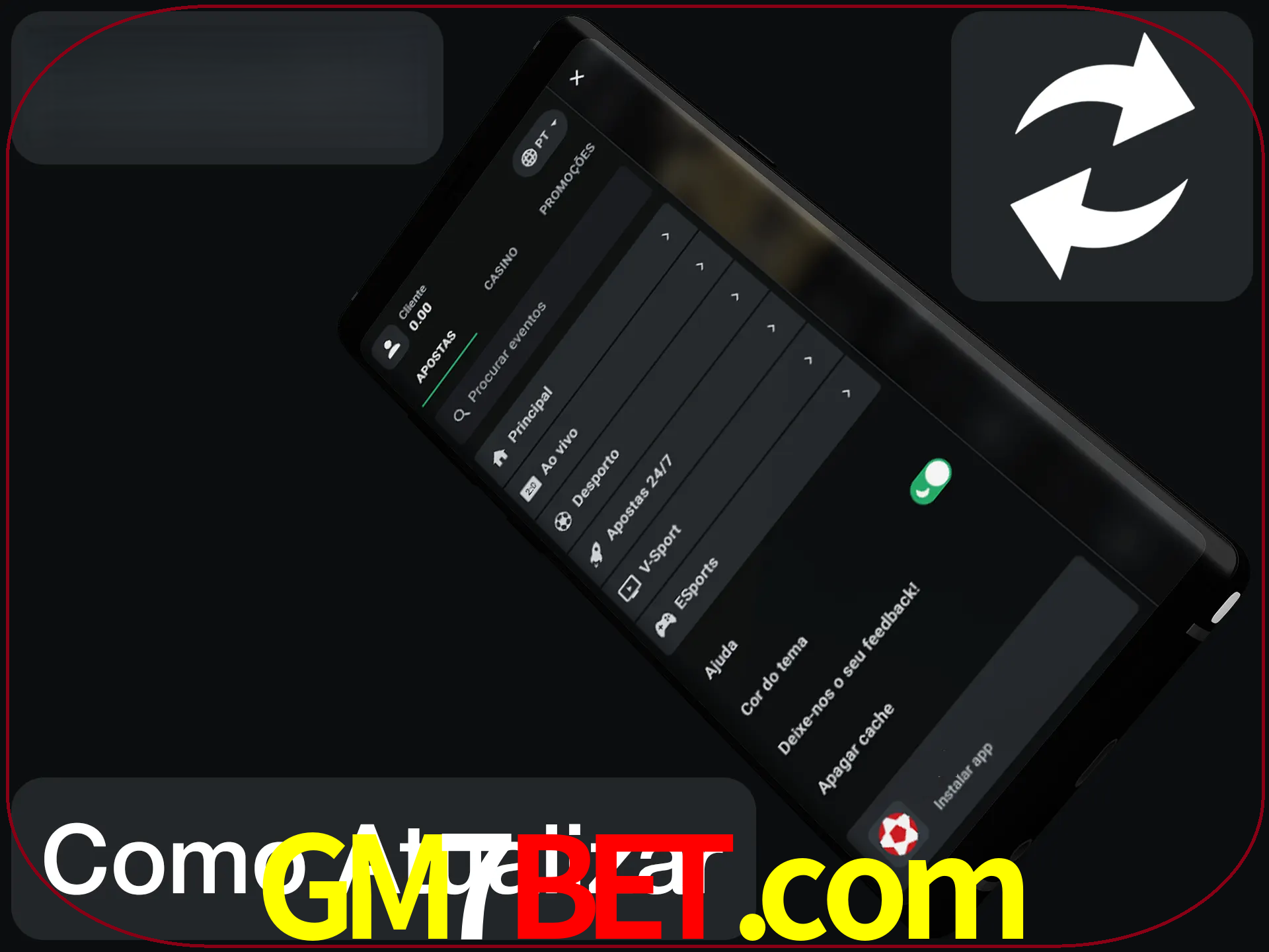 O aplicativo é atualizado automaticamente quando você faz o login.