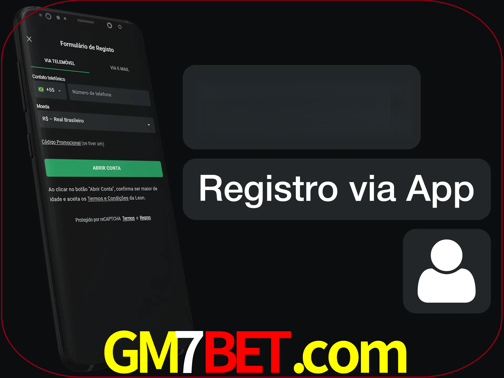 Registre-se com duas etapas usando o aplicativo.