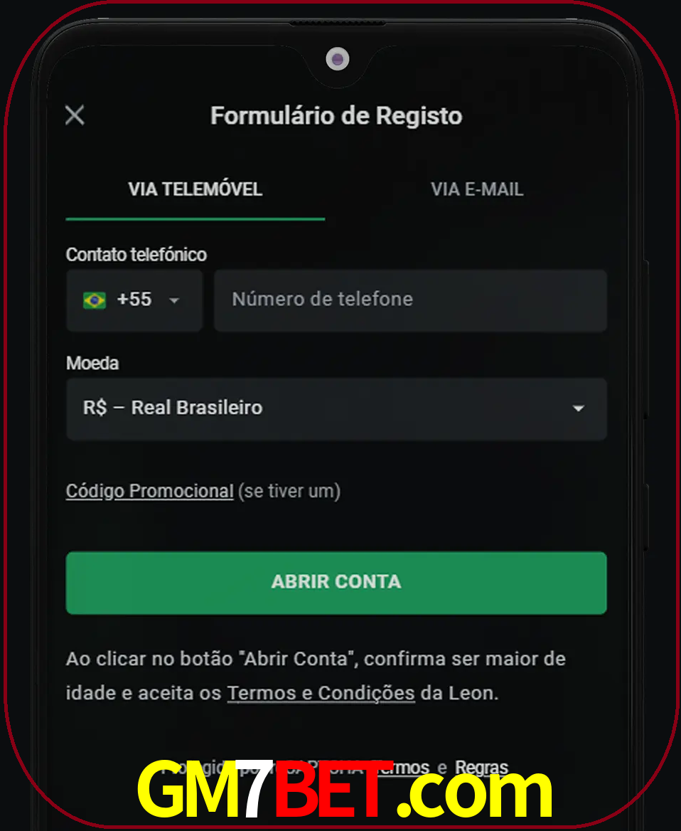 Abra o aplicativo e inicie o processo de registro.